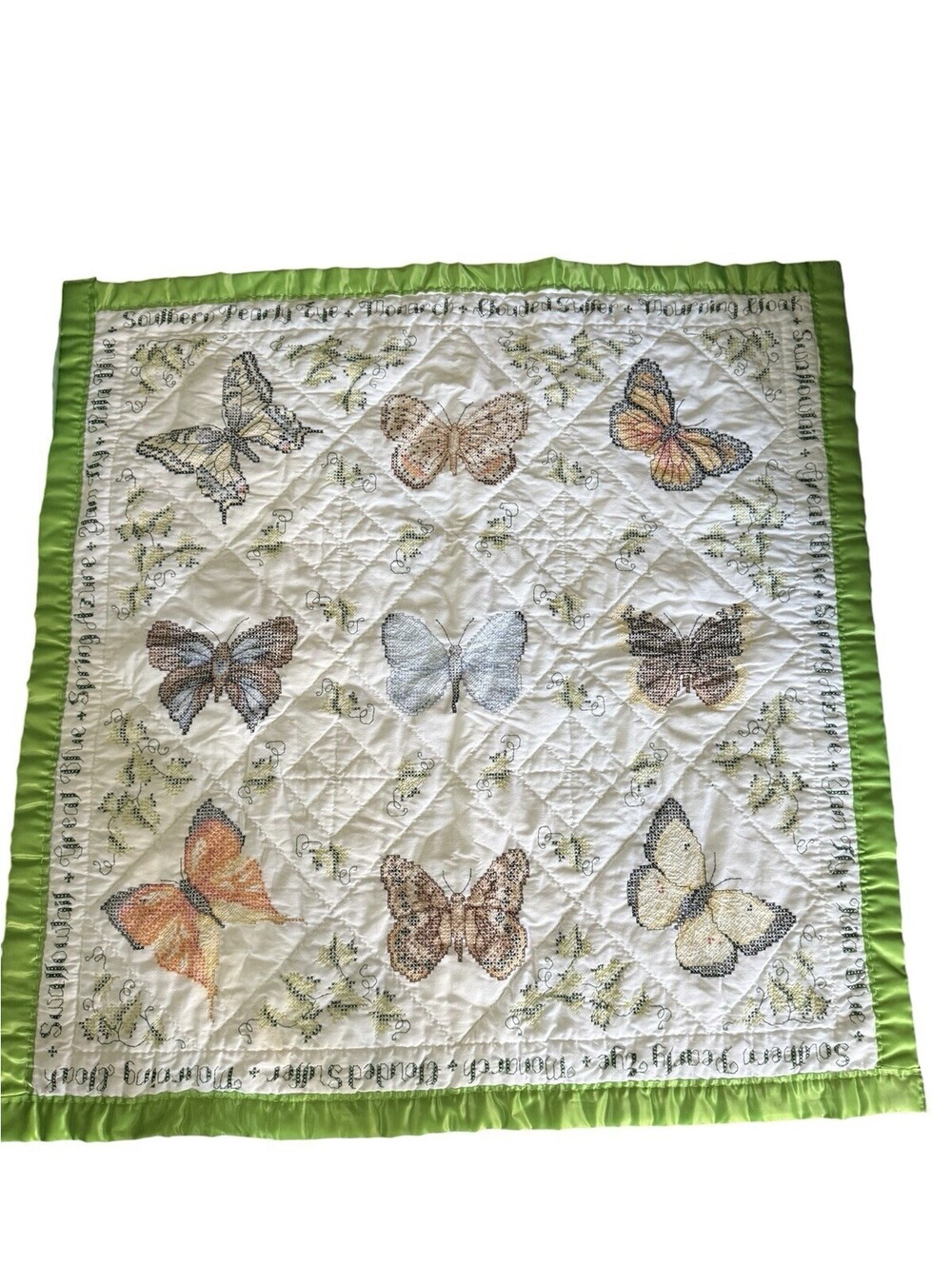Handmade Butterfly Quilt Cross Stitch 42โ Square